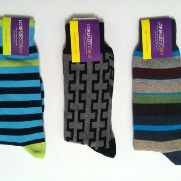 3 LORENZO UOMO MEN'S NEW COTTON BLEND DRESS SOCKSFIT SHOE SIZE: 7-13